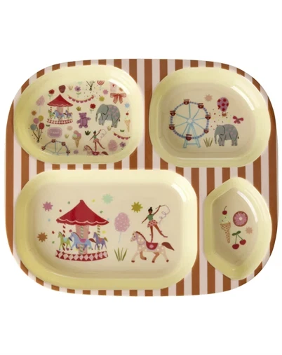Rice - Børnetallerken med 4 rum - Fun Fair Print 